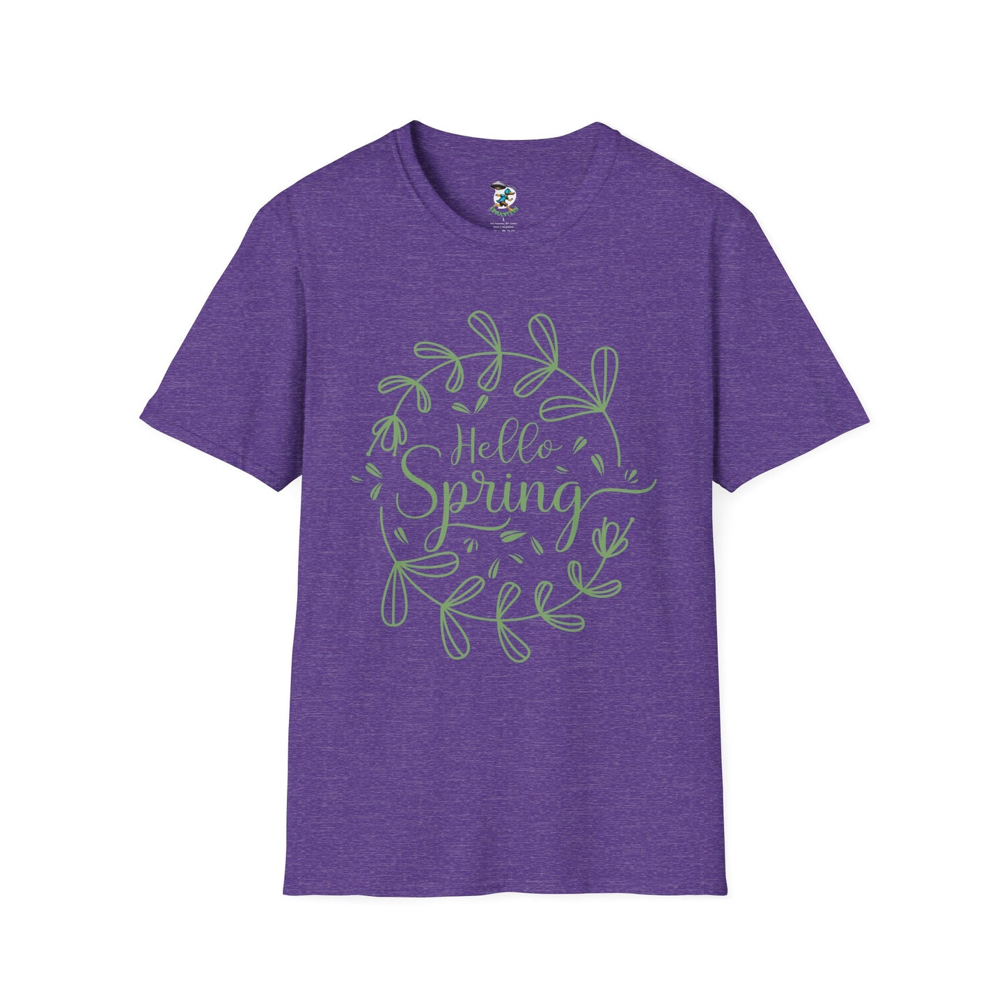 Hello Spring T‑Shirt – Green Wreath Floral Springtime Tee