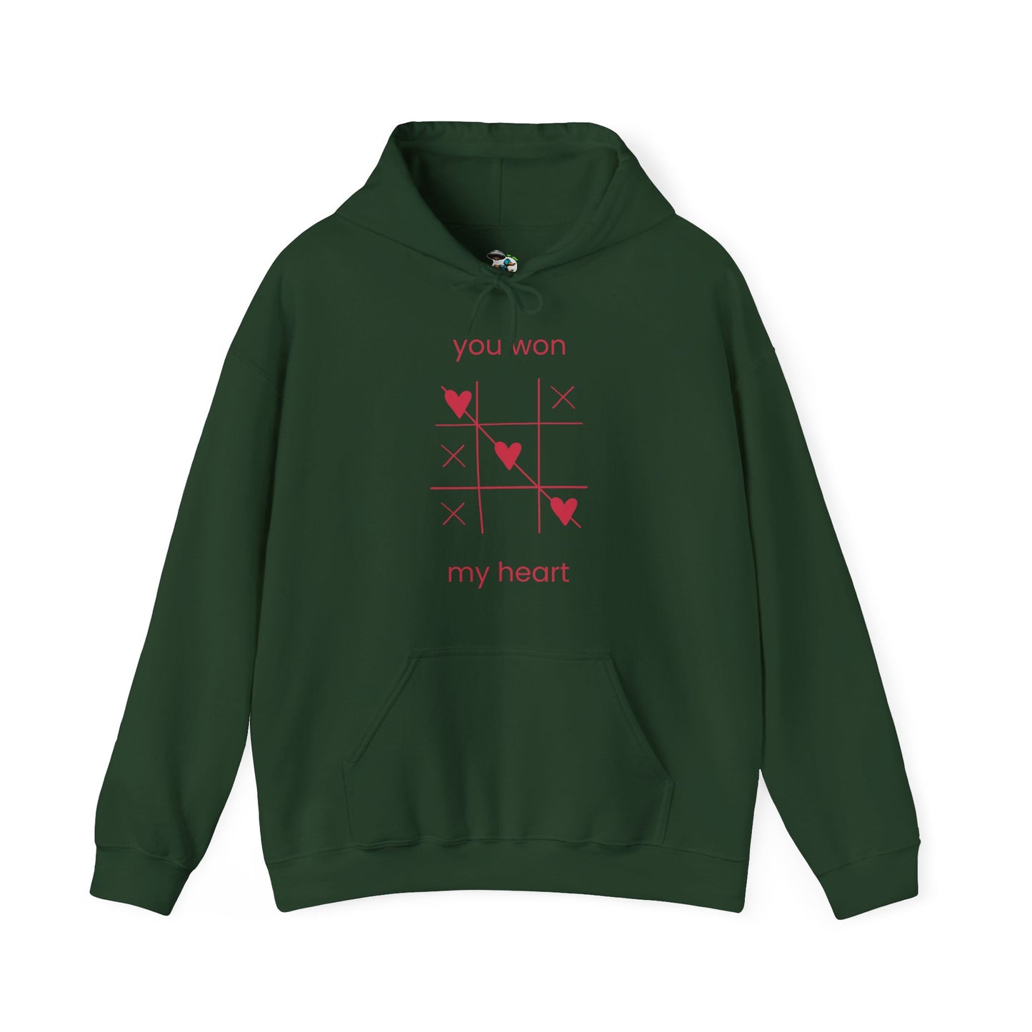 Tic Tac Toe Heart Hoodie — "You Won My Heart" Romantic Sweatshirt