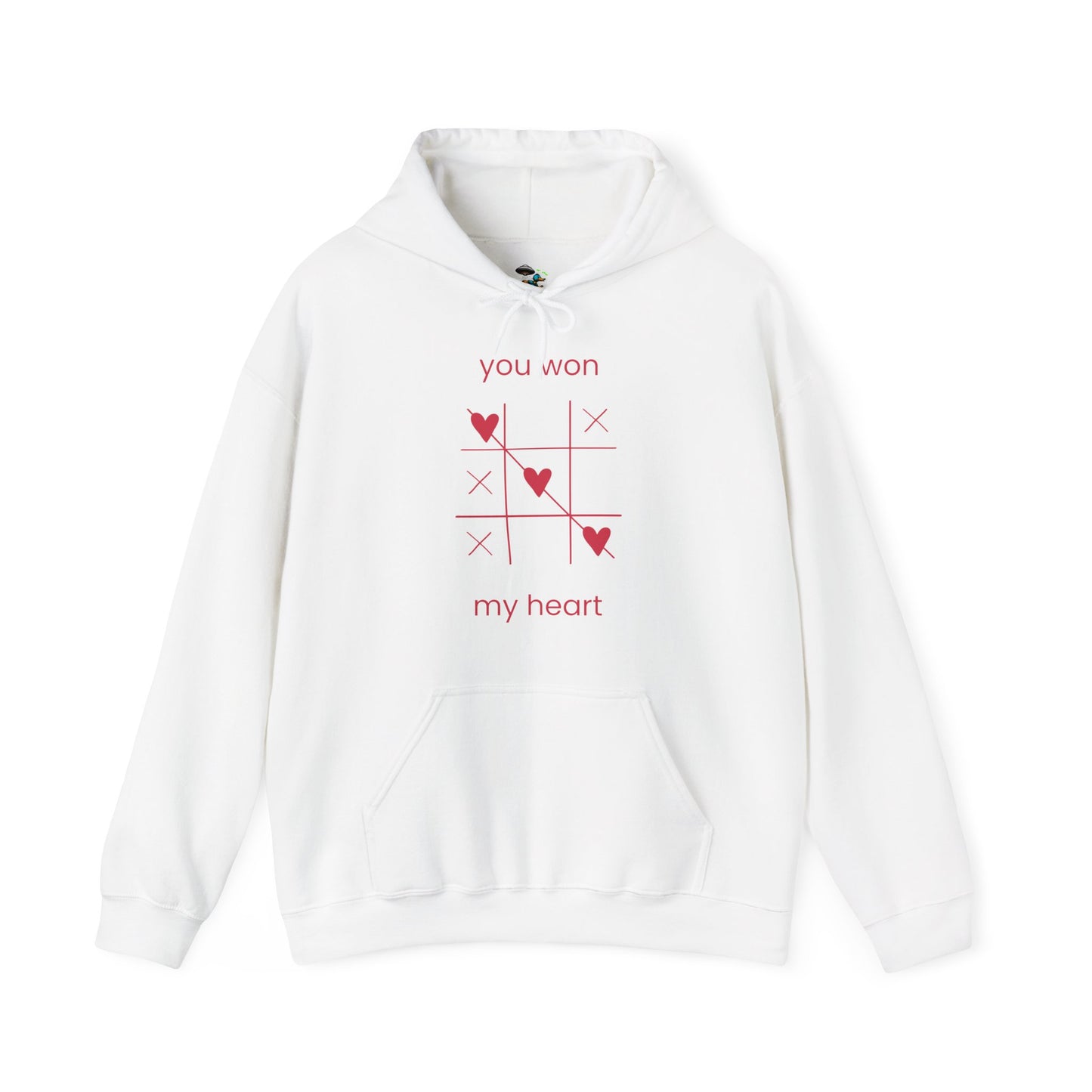 Tic Tac Toe Heart Hoodie — "You Won My Heart" Romantic Sweatshirt