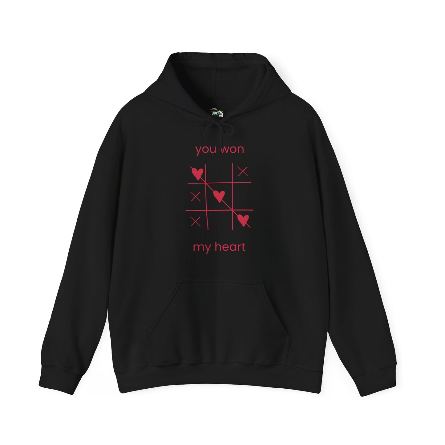 Tic Tac Toe Heart Hoodie — "You Won My Heart" Romantic Sweatshirt
