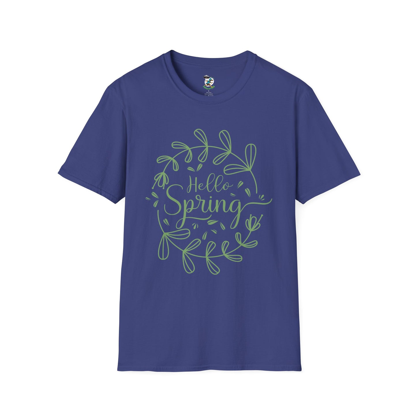 Hello Spring T‑Shirt – Green Wreath Floral Springtime Tee
