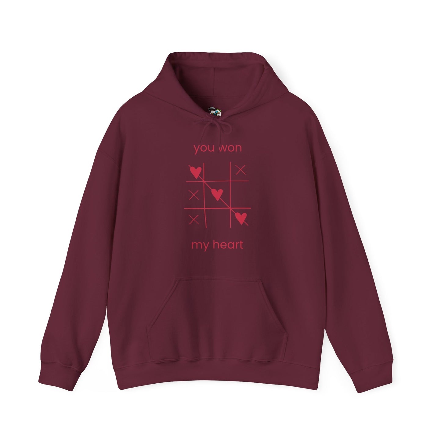 Tic Tac Toe Heart Hoodie — "You Won My Heart" Romantic Sweatshirt