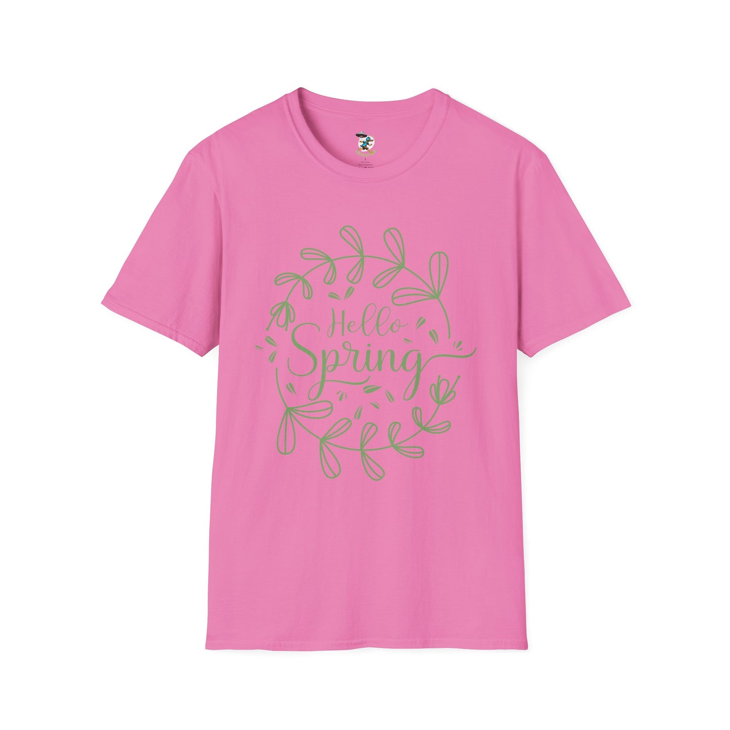 Hello Spring T‑Shirt – Green Wreath Floral Springtime Tee