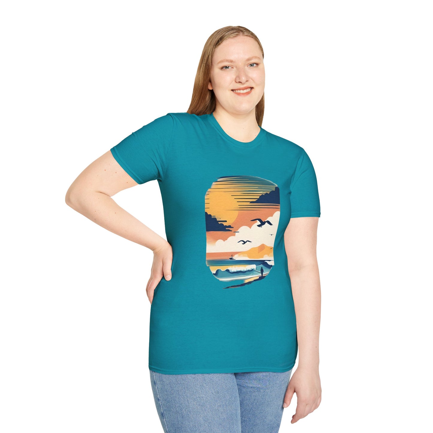 Seagull Beach Sunset T-Shirt